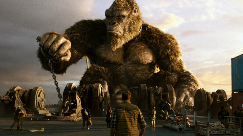 King Kong chained on an aircraft carrier in Godzilla vs. Kong