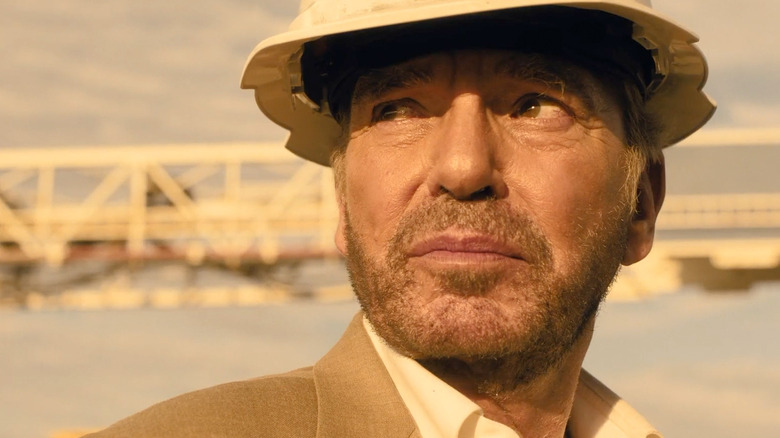 Billy Bob Thornton as Tommy Norris wearing a hard hat in Landman