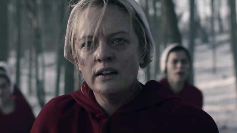 Eliisabeth Moss is distraught and battered as June Osborne in The Handmaid's Tale