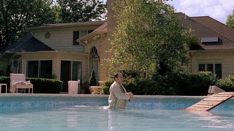 James Gandolfini as Tony Soprano in his pool