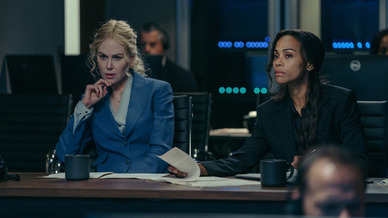 Nicole Kidman as Caitlyn Meade and Zoe Saldana as Jo in Lioness, sitting in the operating room