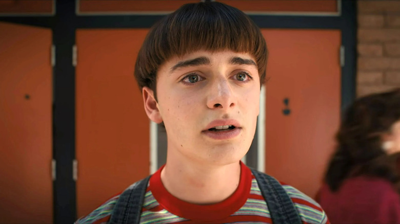 Noah Schnapp in front of lockers Stranger Things