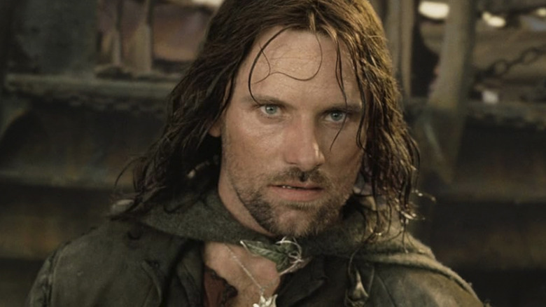 Aragorn with an intense look on his face in The Lord of the Rings: The Return of the King