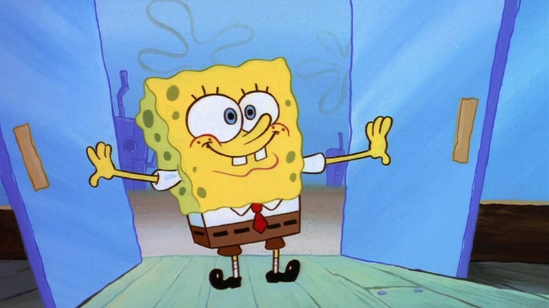 SpongeBob entering a diner door on SpongeBob SquarePants.