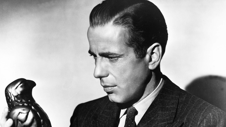 Humphrey Bogart stares at the Maltese Falcon