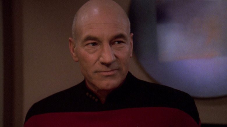 Picard smiling slightly on Star Trek: The Next Generation