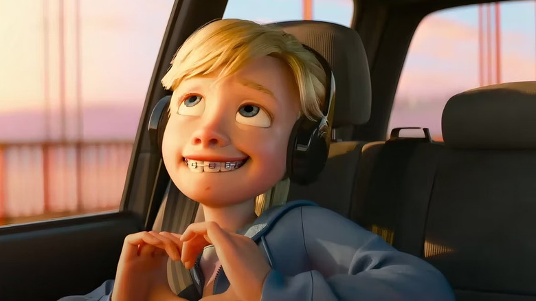 Riley listening to music on headphones in Inside Out 2