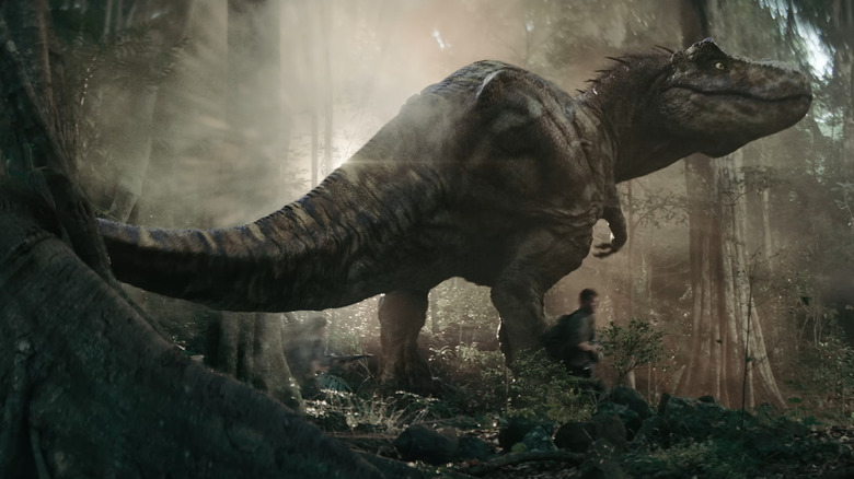 The T-rex rampaging through the jungle in Primitive War
