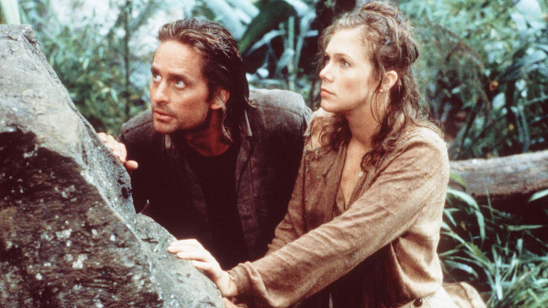 Michael Douglas and Kathleen Turner in Romancing the Stone