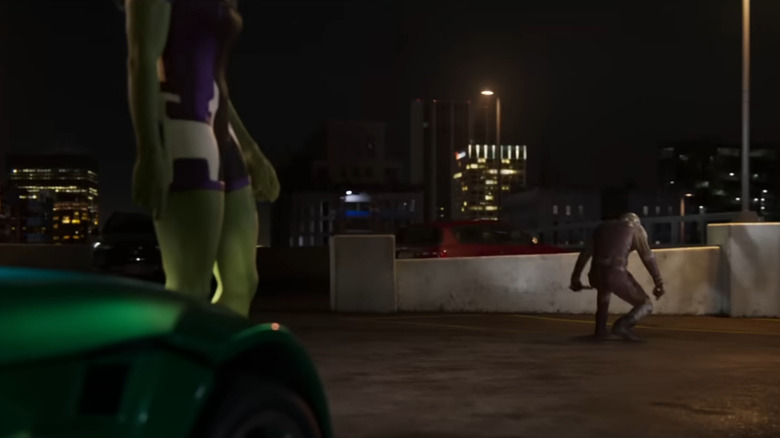 She-Hulk watching Daredevil land in She-Hulk: Attorney At Law