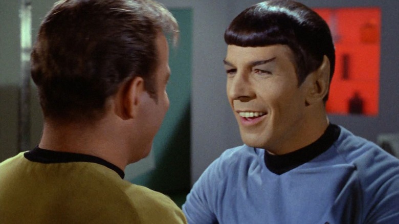 Spock smiling at Kirk on Star Trek: The Original Series