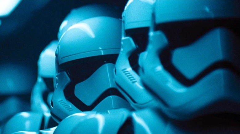Stormtrooper helmet line-up Star Wars The Force Awakens