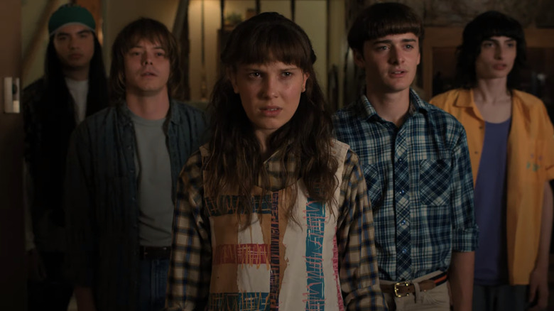 The gang in Stranger Things 4 looking upset