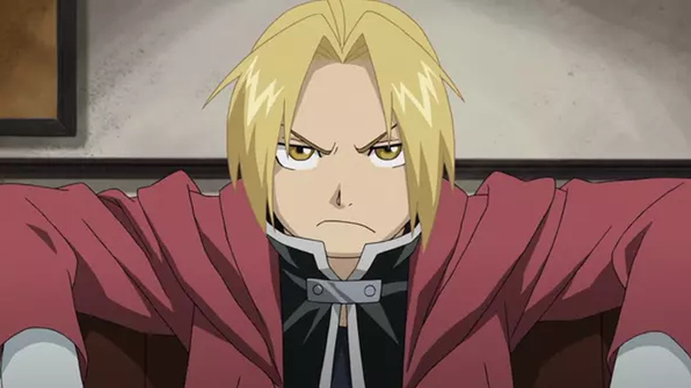Fullmetal Alchemist Brotherhood Edward Elric sits down