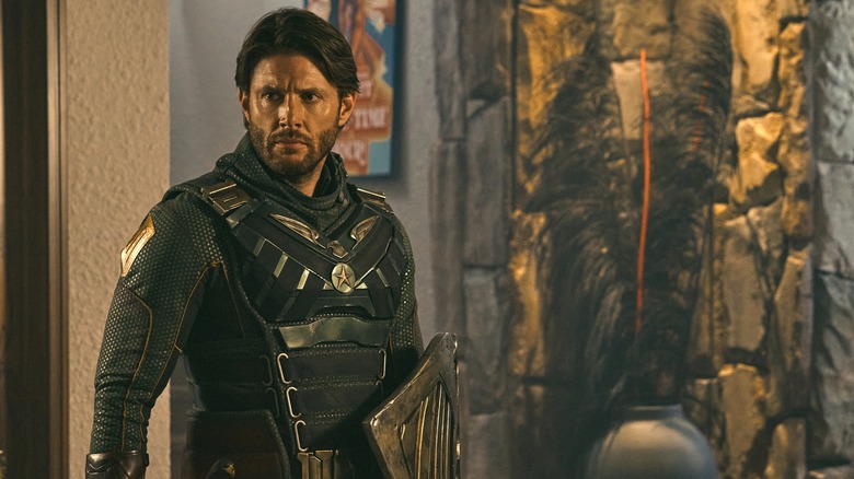 Soldier Boys walks inside Vought Tower in season 3 of The Boys