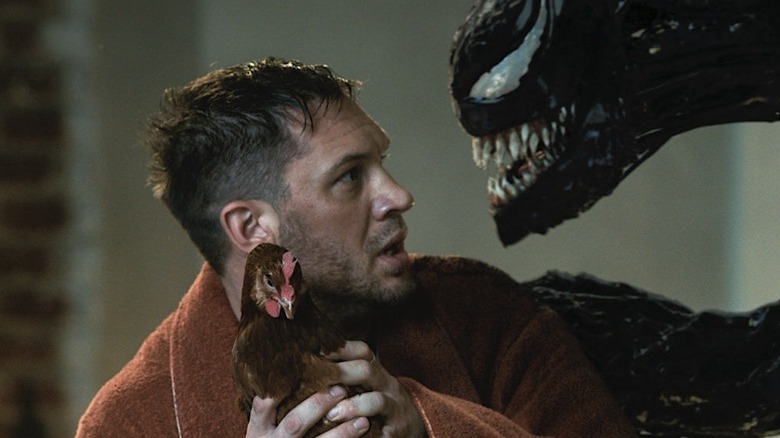 Eddie and Venom with chicken