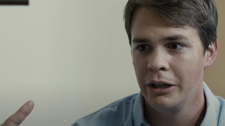 Johnny Simmons as Andrew Neiman anxiously reacting to his teacher's directions in the 2013 short film Whiplash