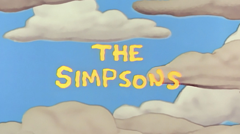 The words "The Simpsons" emerge from some clouds during the opening titles of The Simpsons