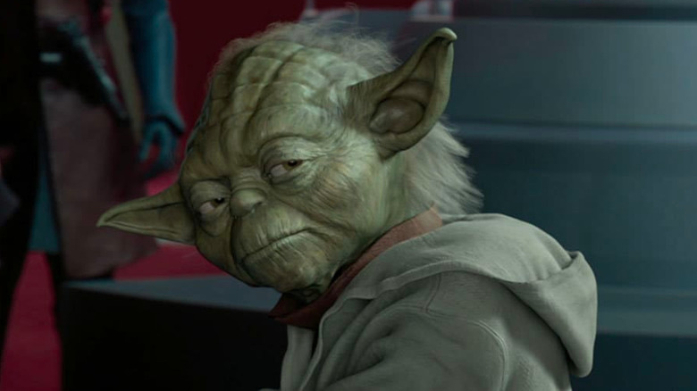 Master Yoda regards Chancellor Palpatine in Star Wars: Episode II — Attack of the Clones