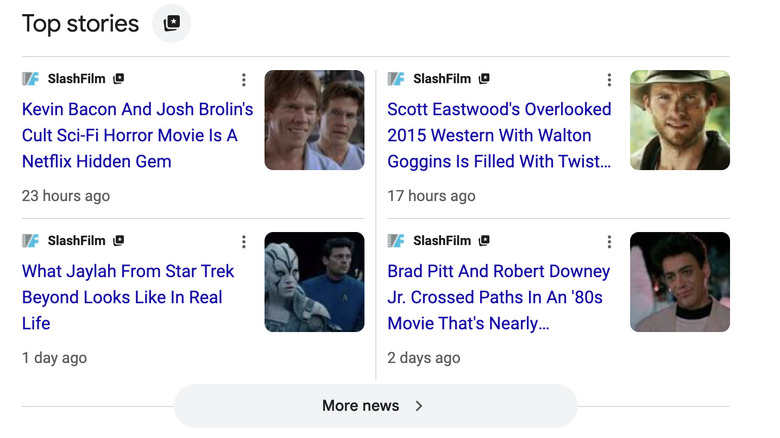 Google SlashFilm search results