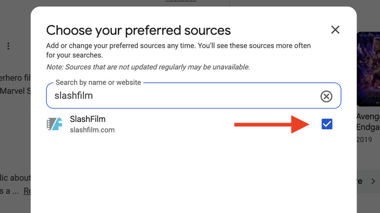 Résultats de recherche Google SlashFilm