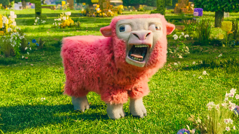 A pink sheep from a minecraft film
