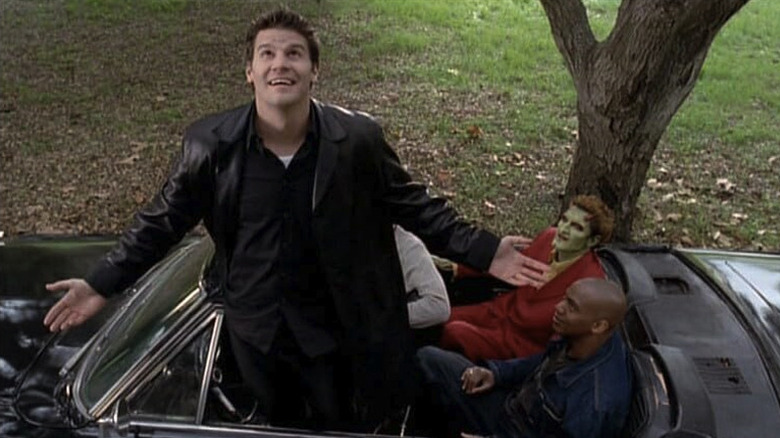 Angel and his allies in a car in Angel