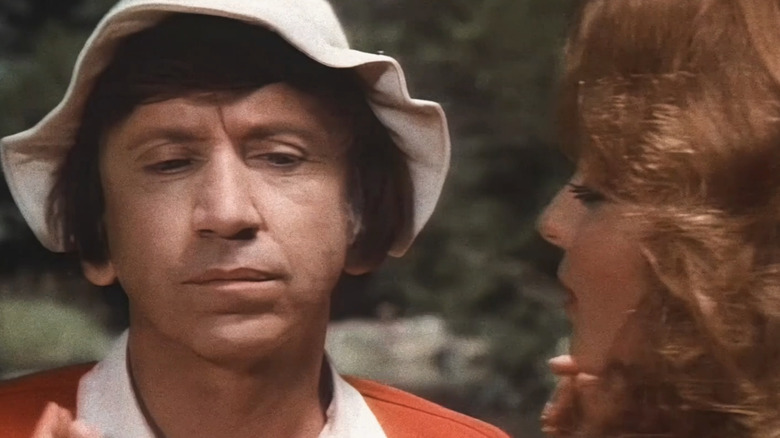 Bob Denver as Gilligan stands next to Judith Baldwin as Ginger Grant in Rescue from Gilligan's Island
