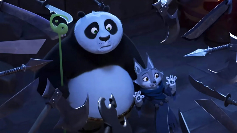 Po and Zhen are cornered in Kung Fu Panda 4