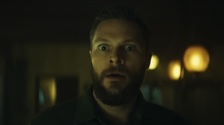 Charlie Cannon stares at something off camera in terror in Lee Cronin's The Mummy