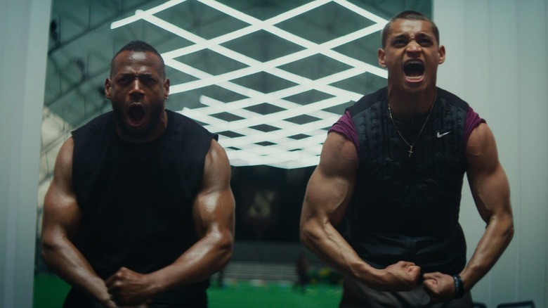 Isaiah and Cam flexing and shouting during training in Him