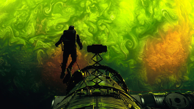 Ryland in space looking at the planet Adrian in Project Hail Mary