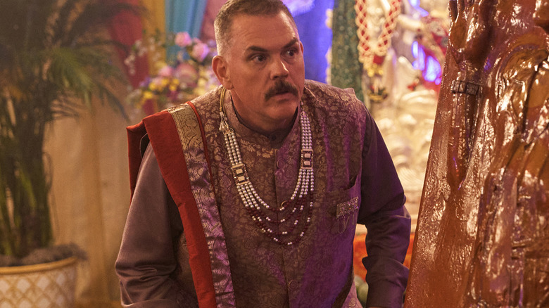Kevin Heffernan looks curious as Rodney Farva in Super Troopers 3