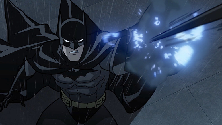 Batman firing his grapple gun in Batman: The Long Halloween