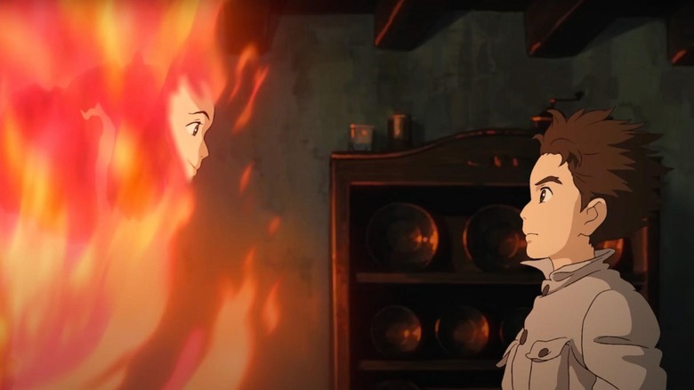 The Boy and the Heron mother on fire