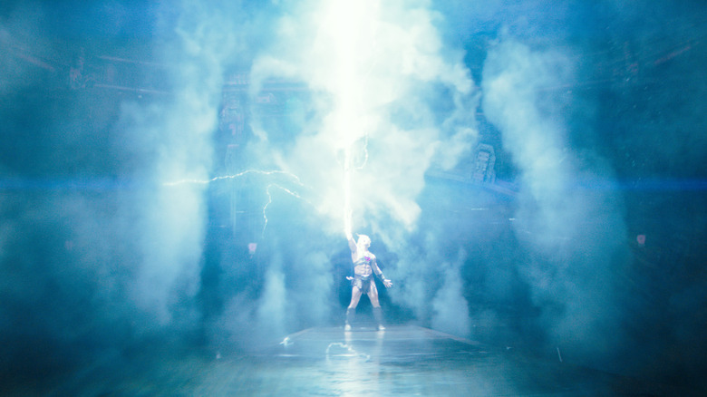 He-Man (Nicholas Galitzine) holding the Sword of Power in Masters of the Universe