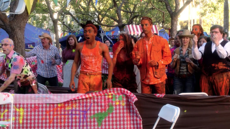 Paintball fight in Community