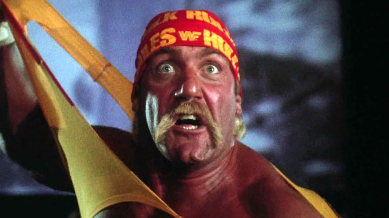 Hulk Hogan rips his shirt talking smack to the Gremsters in Gremlins 2: The New Batch