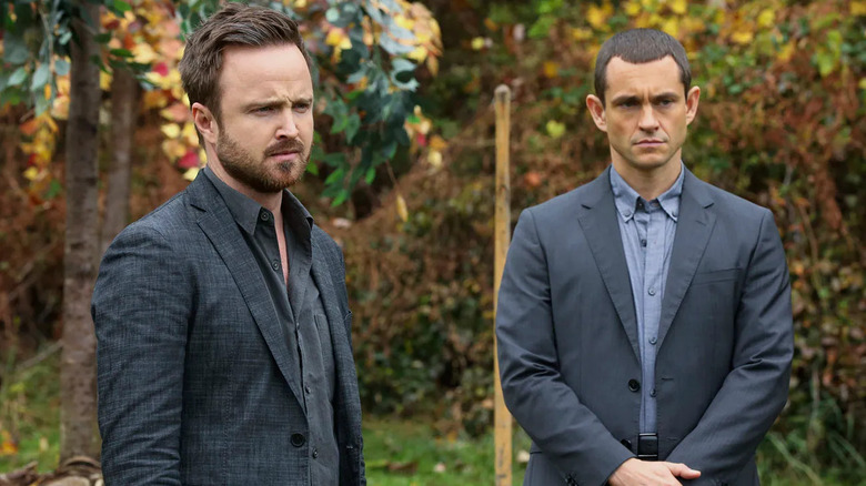 Aaron Paul and Hugh Dancy as Eddie and Cal on The Path