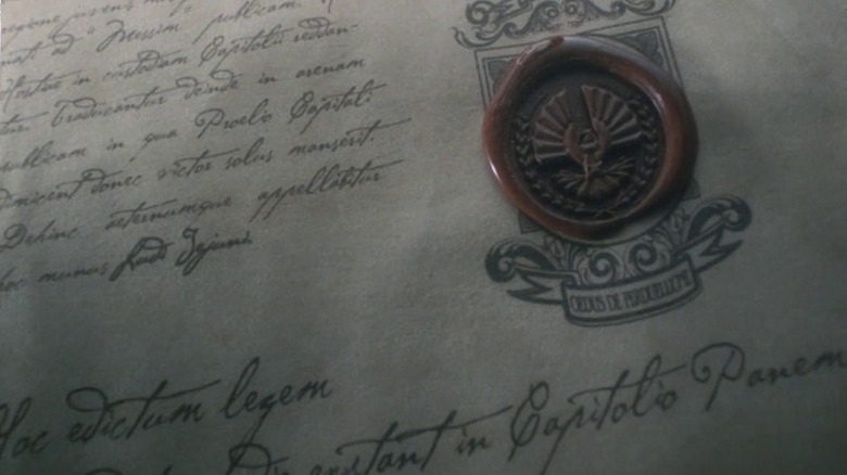 Close-up of a treaty written in Latiin