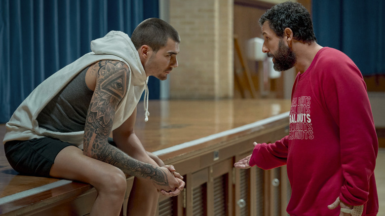 Juancho Hernangomez and Adam Sandler in Hustle