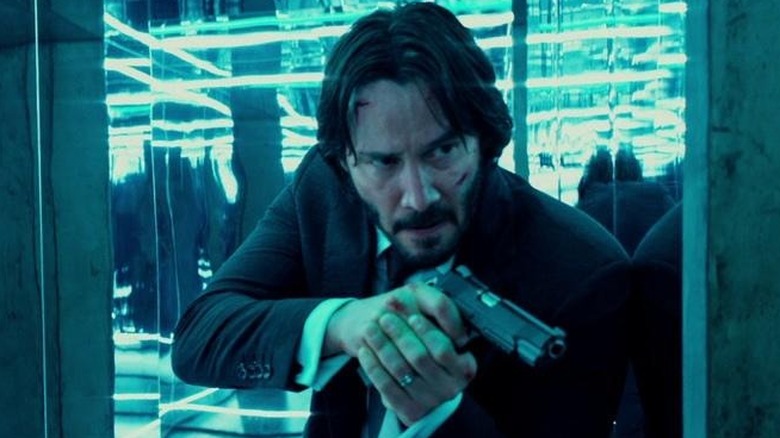 John Wick in mirrored hall