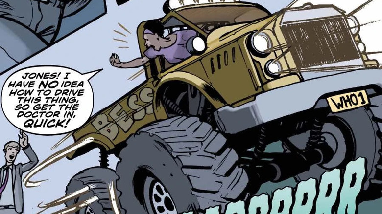 A panel featuring Bessie in the Doctor Who Comics