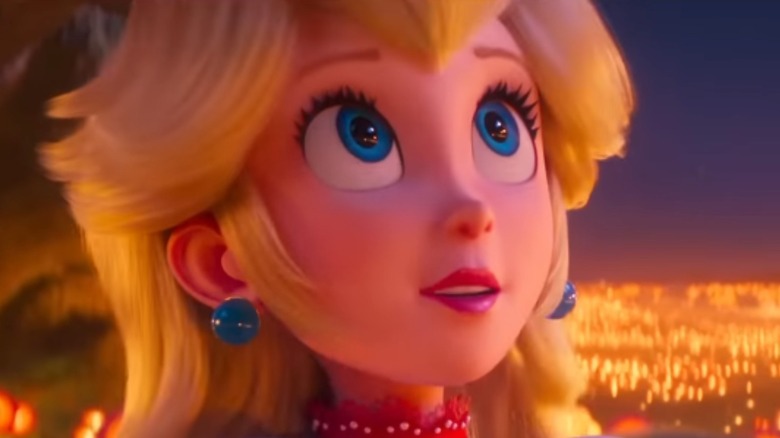 The Super Mario Bros. Movie Peach looking skyward