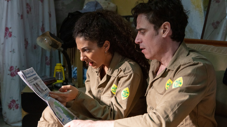 Mouna Hawa and Stephen Mangan in A Gaza Weekend