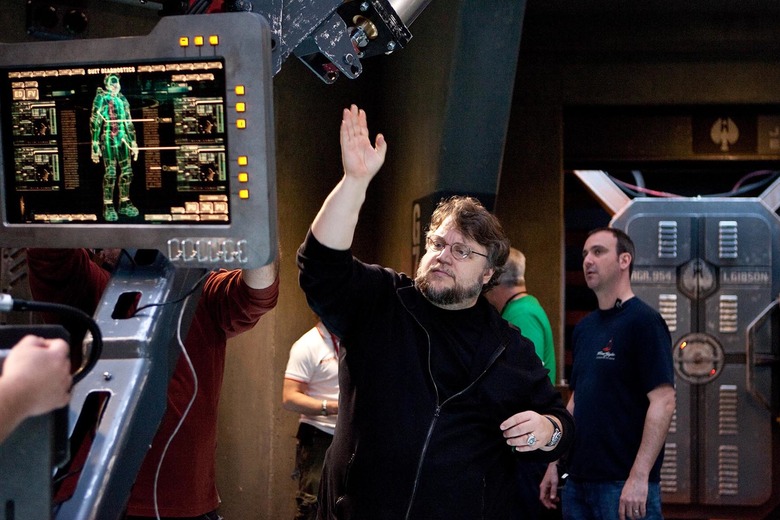 GUILLERMO DEL TORO on the set of the sci-fi action adventure "Warner Bros. Pictures and Legendary Pictures PACIFIC RIM