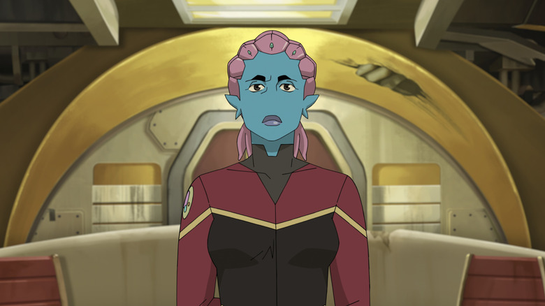 Telia standing on the bridge of the Venture ship in Invincible