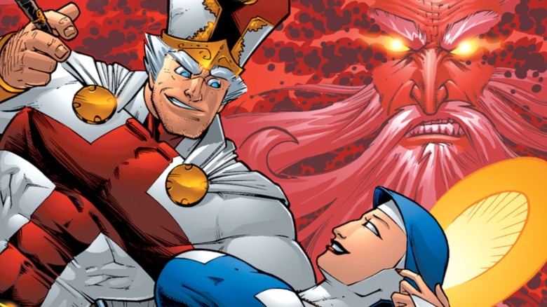 Strijd tegen paus nr. 14 omslag - de paus die Maria overrompelt terwijl God boos toekijkt