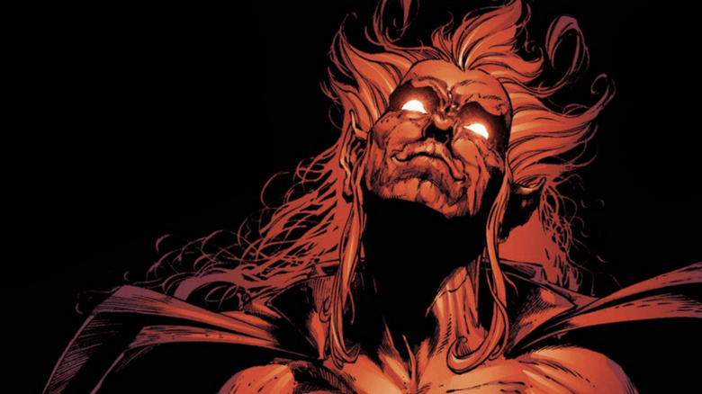 Close-up of Mephisto in a black void in Marvel's comics