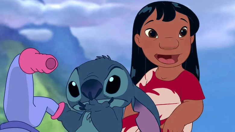 Lilo and Stitch on a bike